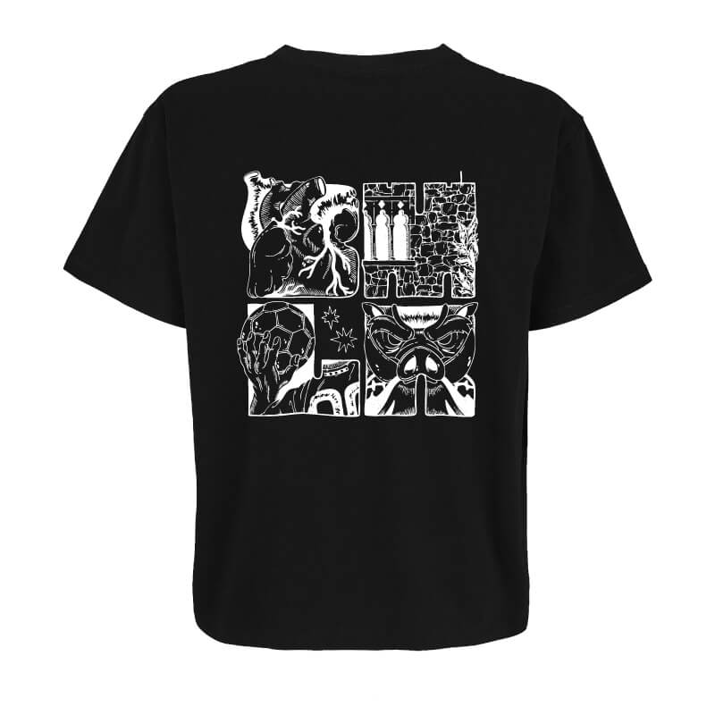 Camiseta negra algodón adulto BM LA ROCA
